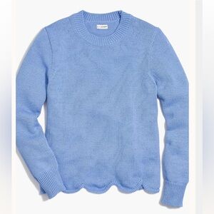 100% Cotton J. Crew Sky Blue Knit Scalloped Hem Sweater